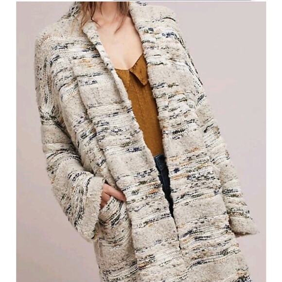 ANTHROPOLOGIE MOTH sz S Chloe boucle open long cardigan sweater EUC - Picture 1 of 6